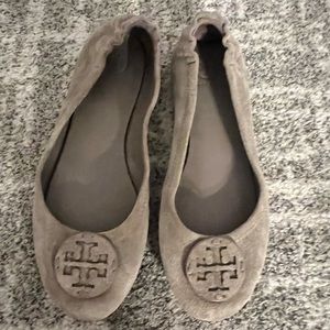 Gray suede Tory Burch flats! Good condition